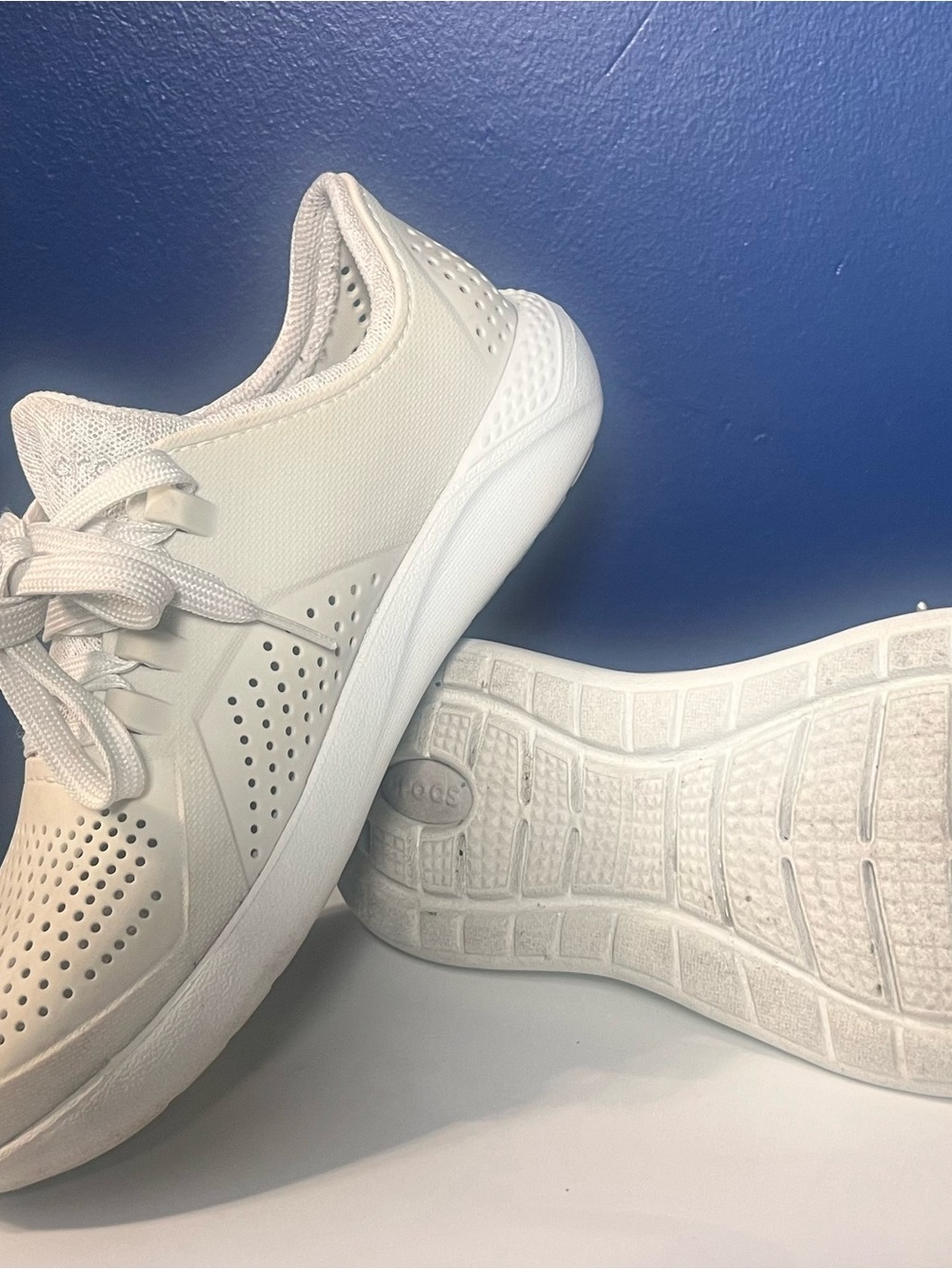 CROCS Women’s All-White Perforated Athletic Sneakers